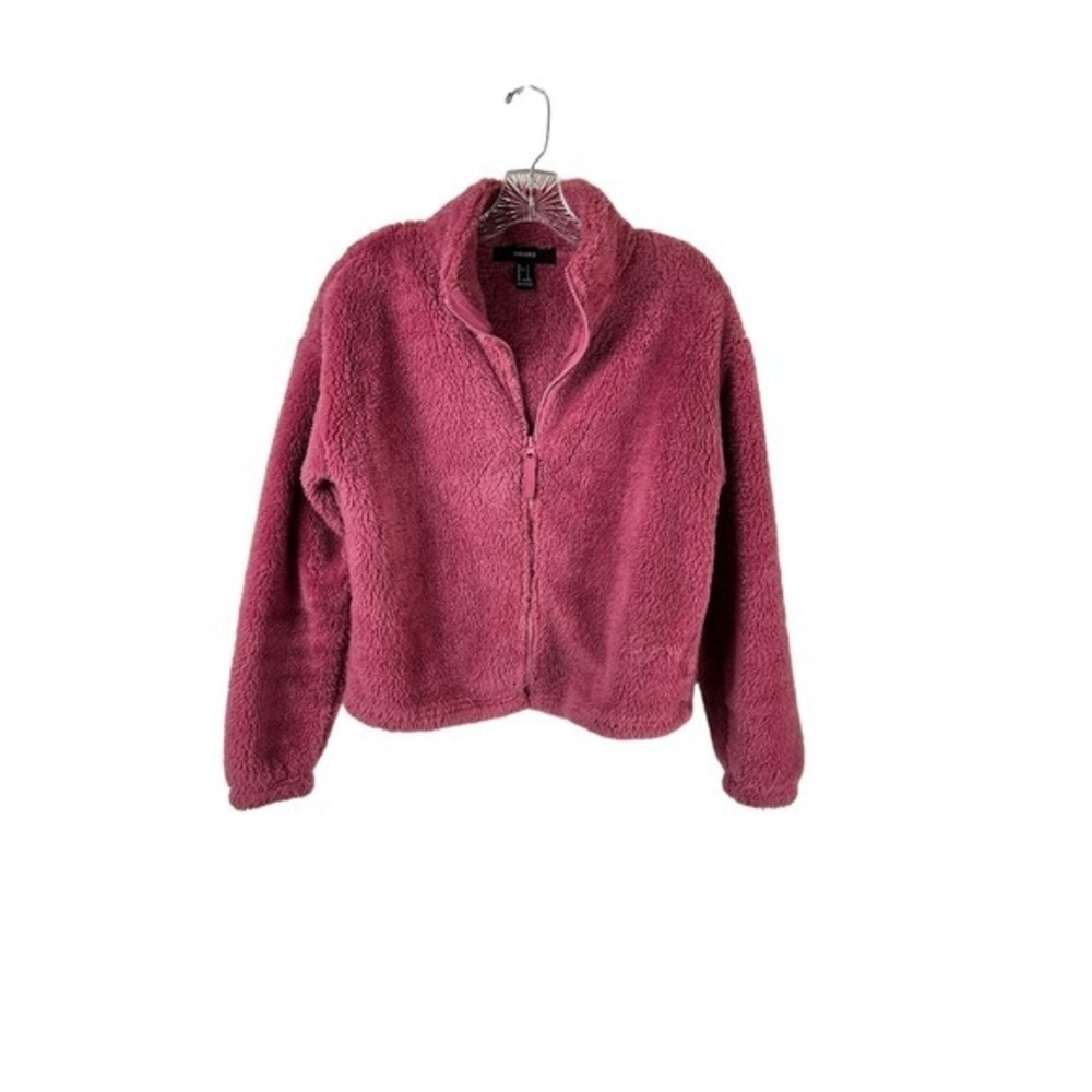 Forever  21 Sherpa‎ Fur Jacket Size Small Zipper Front Adjustable Waist